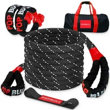 30ft Kinetic Recovery Tow Rope 46500lbs Heavy Duty Energy Rope W/ 2 Soft Shackle