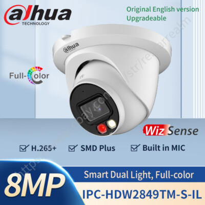 Dahua 8MP Full-color Dual Light IP Camera Mic POE IP67 SMD+ IPC-HDW2849TM-S-IL