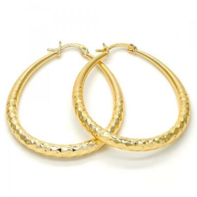 14K Gold Filled Medium Extra Large Tear Drop Oval Shape Hoop Click Top Earrings