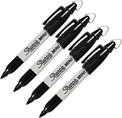 Sharpie Mini Permanent Markers, Fine Point, 1 Count (Pack of 4), Black 