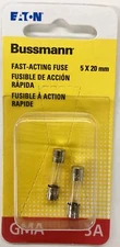 Bussman BP/GMA-3A 3 amp 5 x 20mm Fast Acting Glass Fuse