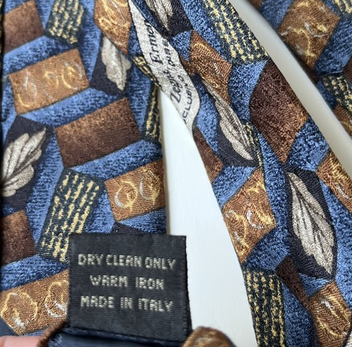 ERMENEGILDO ZEGNA Tie 100% Silk Blue Bronze Metallic Necktie Made In ITALY - Picture 4 of 4