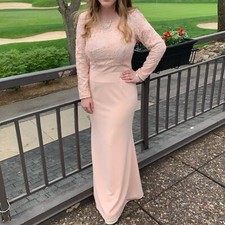 ELIZA J Embroidered Sequin Bodice Crepe Gown 8