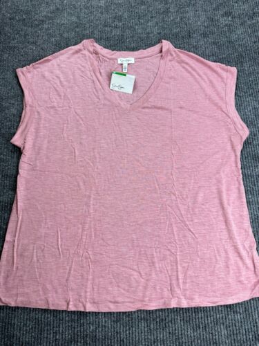 Jessica Simpson Shirt Womens XL Pink Heathered V-Neck Top Stretch Relaxed Casual