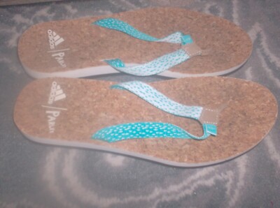 NEW WOMEN S ADIDAS EEZAY PARLEY FLIP FLOP SANDALS~AQUA Size 9