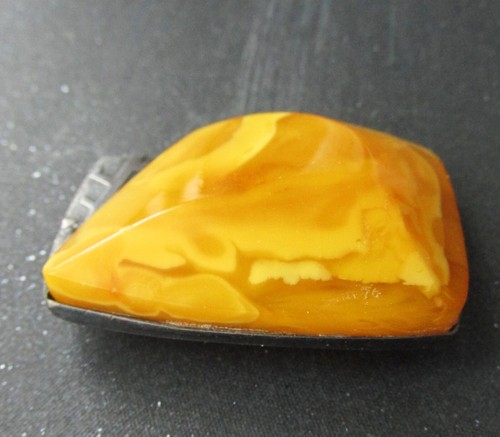 Vintage USSR Natural Butterscotch Egg Yolk Baltic Amber Silver 875 Brooch 13g - Picture 7 of 7