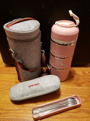 WORTHBUY Japanese Lunch Box 3 Compartment Portable Food Container New