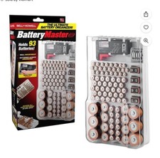 Battery Master Battery Organizer Bell Howell with Free Battery Tester Holds 93