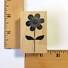Impress Rubber Stamp - Standing Flower With Zig Zag Center - NEW