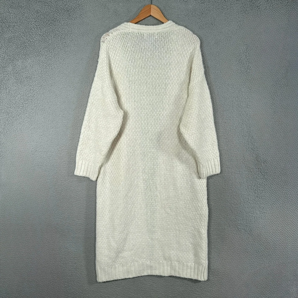 Urban Outfitters Plumero Cárdigan Mujer Grande Crema Grueso Boho Largo Suéter Foto 3 de 4