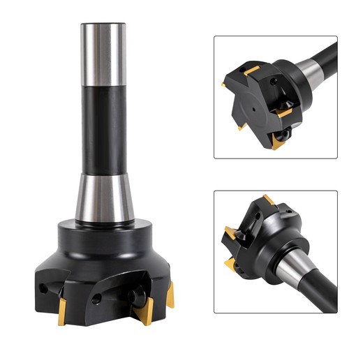 Indexable End Mill with R8 Shank - 3" Cutting Depth, Durable Alloy Steel