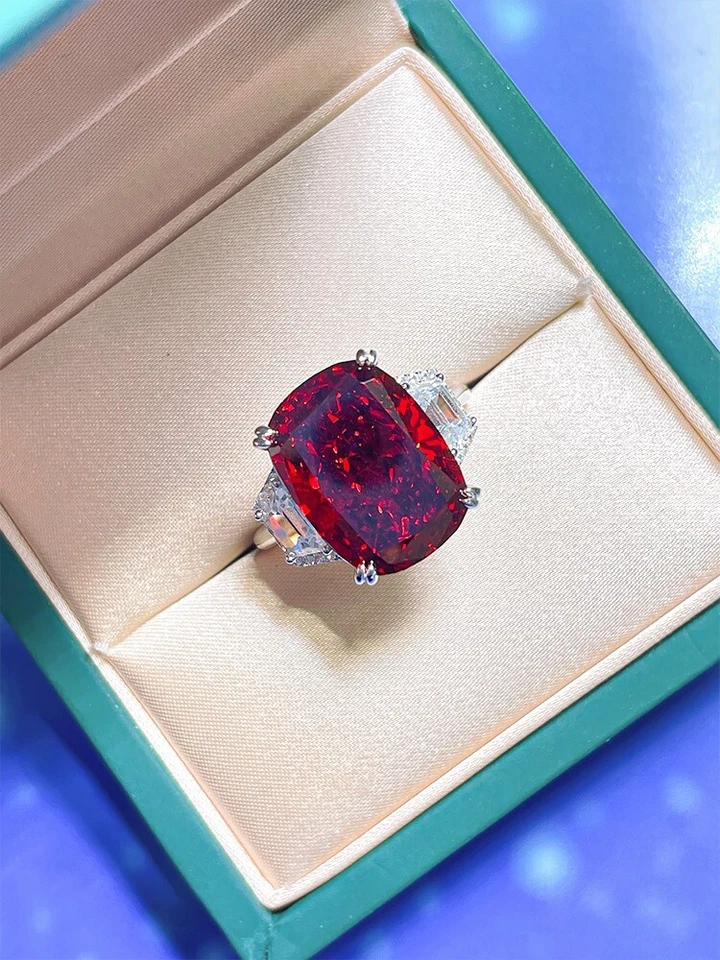 12ct Lab Grown Ruby Diamond Ring, 18K Gold Plated Classic Solitaire, Exquisite - Image 4 of 4