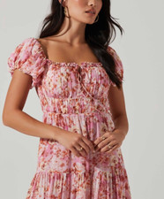 Revolve ASTR the Label ROSELINE Pink Garden Floral Maxi Dress cottage-core $168