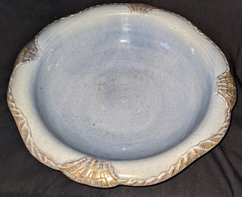 Antique Roseville Blue Cornelian Nautical Spongeware Pitcher Bowl Wash Basin Set - Picture 7 of 15