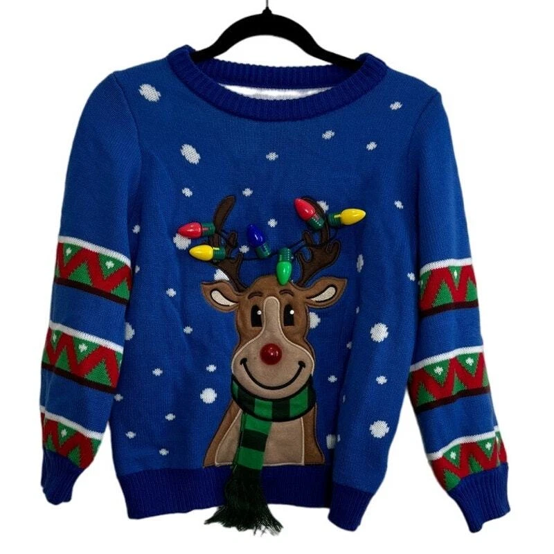 NWOT Women's Ugly Light Up Christmas Sweater Reindeer Large
