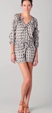 T-Bags Los Angeles Women's Size M Split V Neck Long Sleeve Romper Made In USA