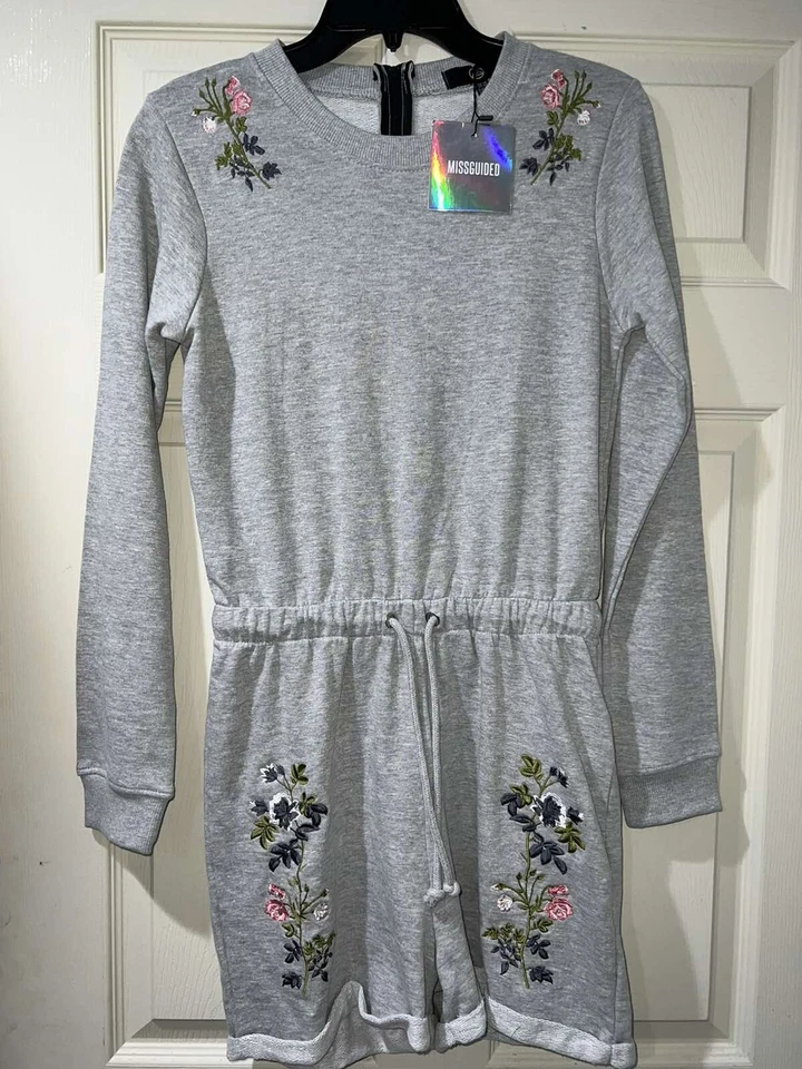 Missguided серый вышитый длинным рукавом Детский комбинезон серый размер 6 - Изображение 2 из 4