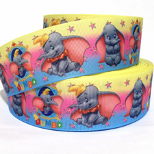GROSGRAIN RIBBON 5/8", 7/8", 1.5"  3" Elephant Dumbo Pink Printed Cartoon