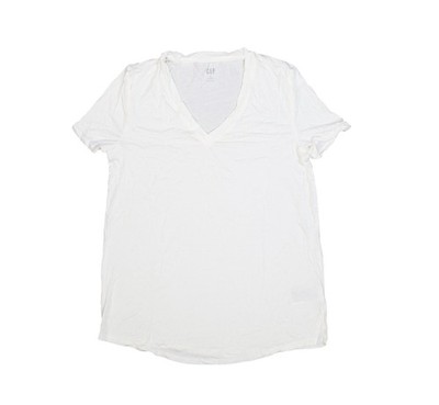 Gap Shirt Womens Small White V Neck Short Sleeve Luxe T Stretch Jersey Top