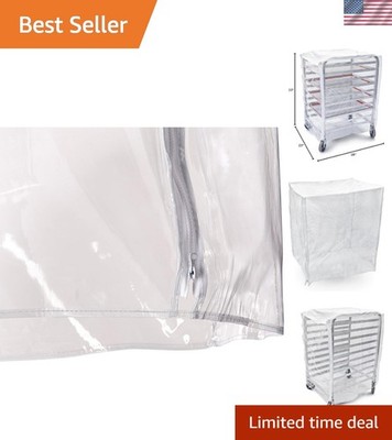 Commercial-Grade Clear Plastic Sheet Pan/Bun Pan Rack Cover, 10-Tier, 28'' L x...