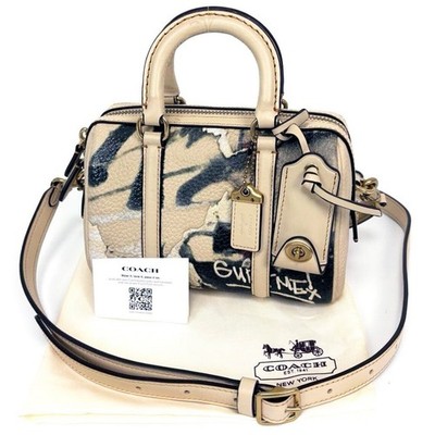 Rare COACH x Jean-Michel Basquiat 2Way Bag Ivory Leather Art Limited Edition