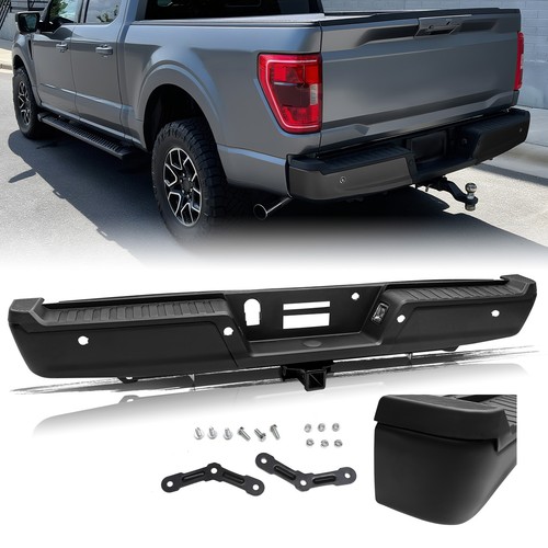 Black Rear Bumper Assembly For 2021-2024 Ford F-150 W/ MaxTow 4Sensor Holes