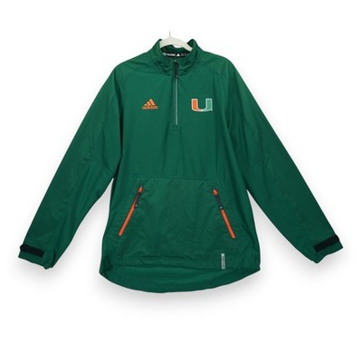 NCAA Adidas Miami Hurricanes Jacket Green Climate Men's Quarter Zip Size Small