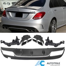 Heckdiffusor Doppel Auspuffblenden Für Mercedes C W205 S205 Limo 15-18 Chrom
