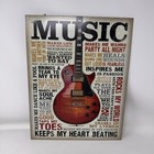 MUSIC Inspires Me Keeps My Heart Beating, Guitar Metal Tin Sign Woman/Man Cave