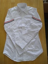 NWOT Thom Browne White Oxford Button Down TB2 15-33 Grosgrain Sleeve Stripes