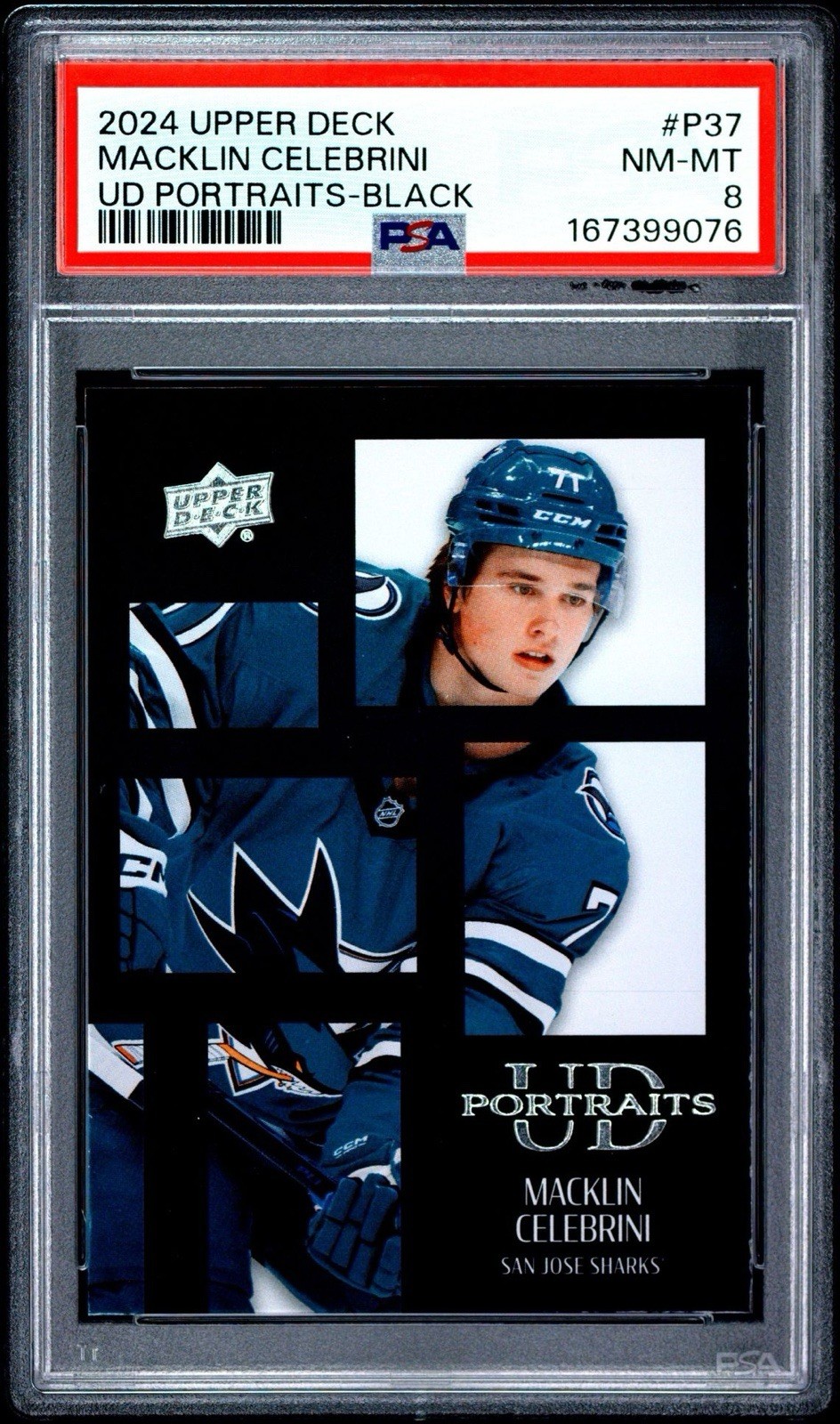 2024-25 Upper Deck Series 2 - Ud Portraits Macklin Celebrini #P37 Black (RC)