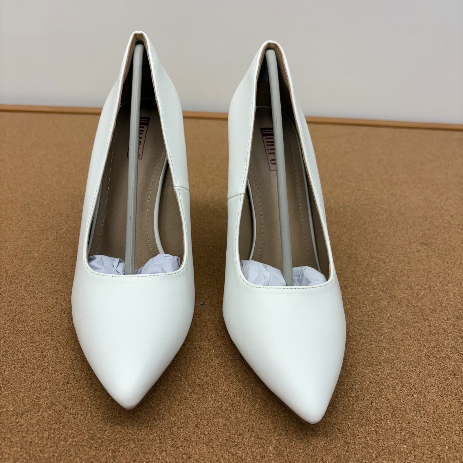 Block Hel IDIFU IN4 White 8 Pointed Toe Block Heel Pumps Women's Classic Dress ...