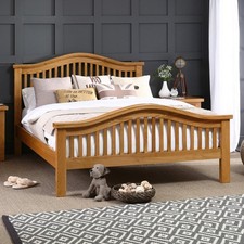 Solid Oak Bed Arch Rail 5ft King Size Bed Bedroom Home Furniture with Headboard
