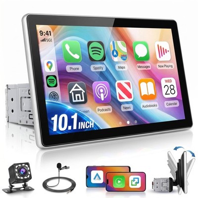 10.1 inch Single Din Car Stereo Wireless CarPlay Android Auto Mirror Link, De...