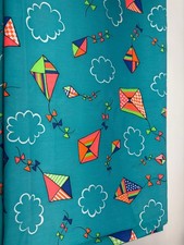 Bright Kite Print Cotton Fabric 1/2 yard x 46" Blue Quilting Sewing Crafts