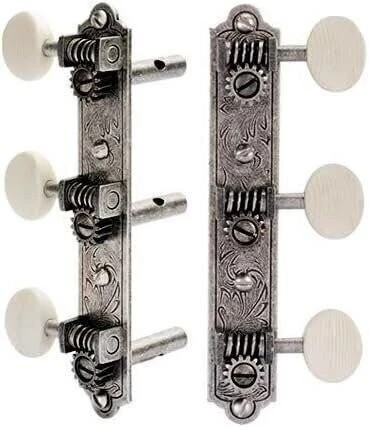 Golden Age Restoration Tuners for Slotted Peghead Guitar - Engraved Bell-end,...