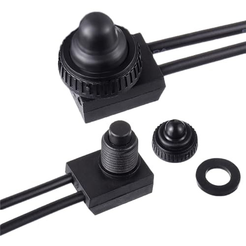KP-107 Waterproof Push Button Switch 12V ON/Off SPST Switch with 2PCS Black - Picture 1 of 7