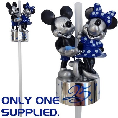 Disneyland Paris Mickey Minnie Mouse wiederverwendbarer Kunststoff Strohhalm 25. Disney Parks
