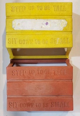 Two Vintage Empire Toy Step Stools - Step Up/Sit Down - Orange And Yellow