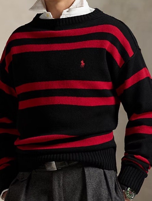 $198 Polo Ralph Lauren Men’s Striped Wool Sweater Red Medium image 4
