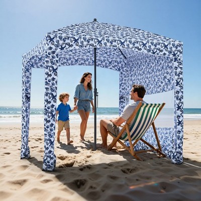VEVOR Beach Cabana Beach Canopy with Bag 6x6 ft UPF 50+ Umbrella with Side Wall