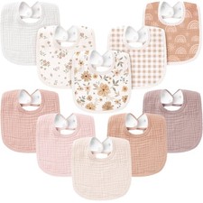 10-Pack Muslin Baby Bibs Soft Cotton Bandana Bibs for Drooling  Teething Uni...