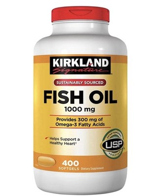 Kirkland Signature Fish Oil 1000 mg., 400 Softgels & 300mg Omega-3 **EXP-2028