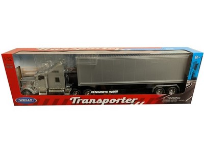 KENWORTH W900 TRUCK SILVER W/CONTAINER 1/32 DIECAST MODEL BY WELLY 32663W-SIL
