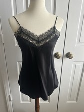 Johnny Was Cami Tank Top Women s Size XS with tags Black Silk With Lace