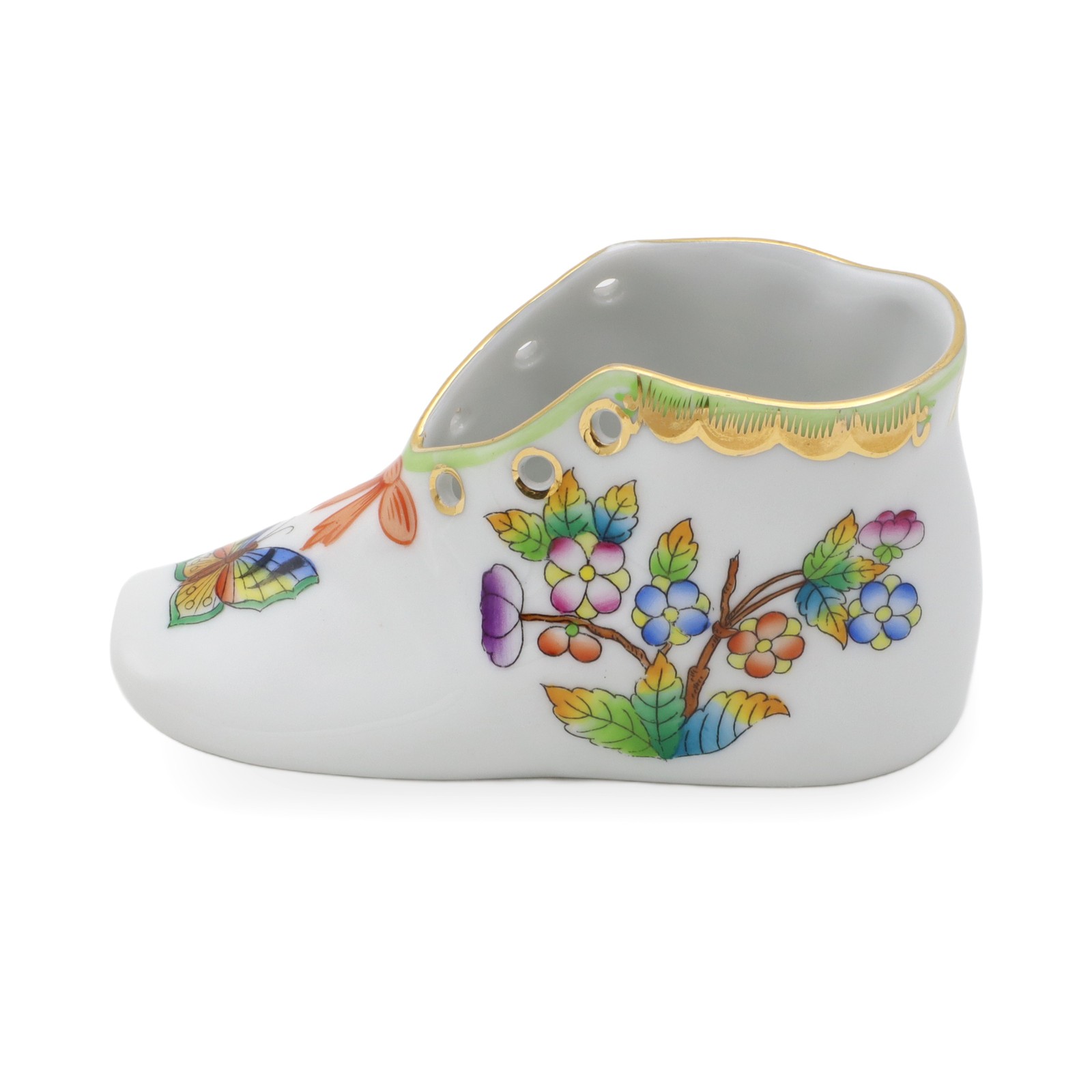 Herend Queen Victoria Baby Shoe - Vintage Porcelain Figurine - Hand Painted - Hu