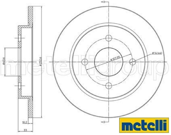 2X Bremsscheibe Metelli 23-0542C 2 Bremsscheiben Hinterachse Hinten FüR Ford-image
