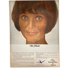 1966 United Airlines “Old Maid" Vintage Print Ad