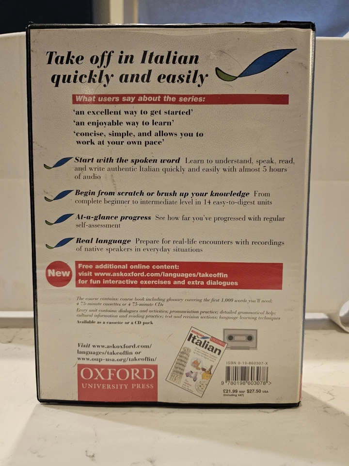 Vintage Oxford Learn Italian 4 Cassette Tapes Text Book Complete Set - Image 2 of 4