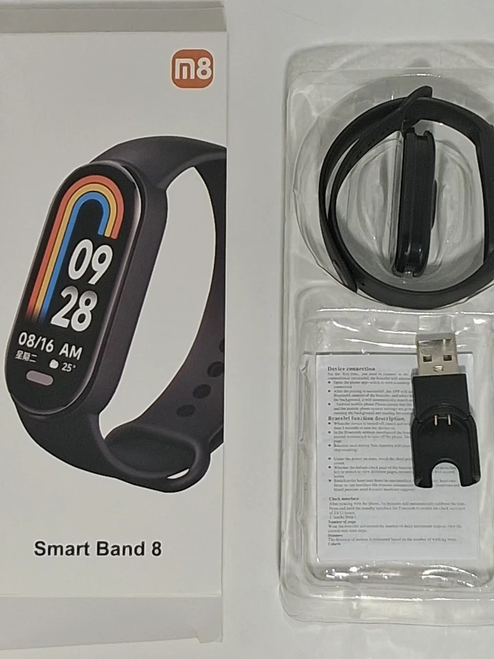 Xiaomi Mi Band 8 pulseira inteligente preta display monitor de frequência cardíaca fitness novo na caixa  - Imagem 3 de 3